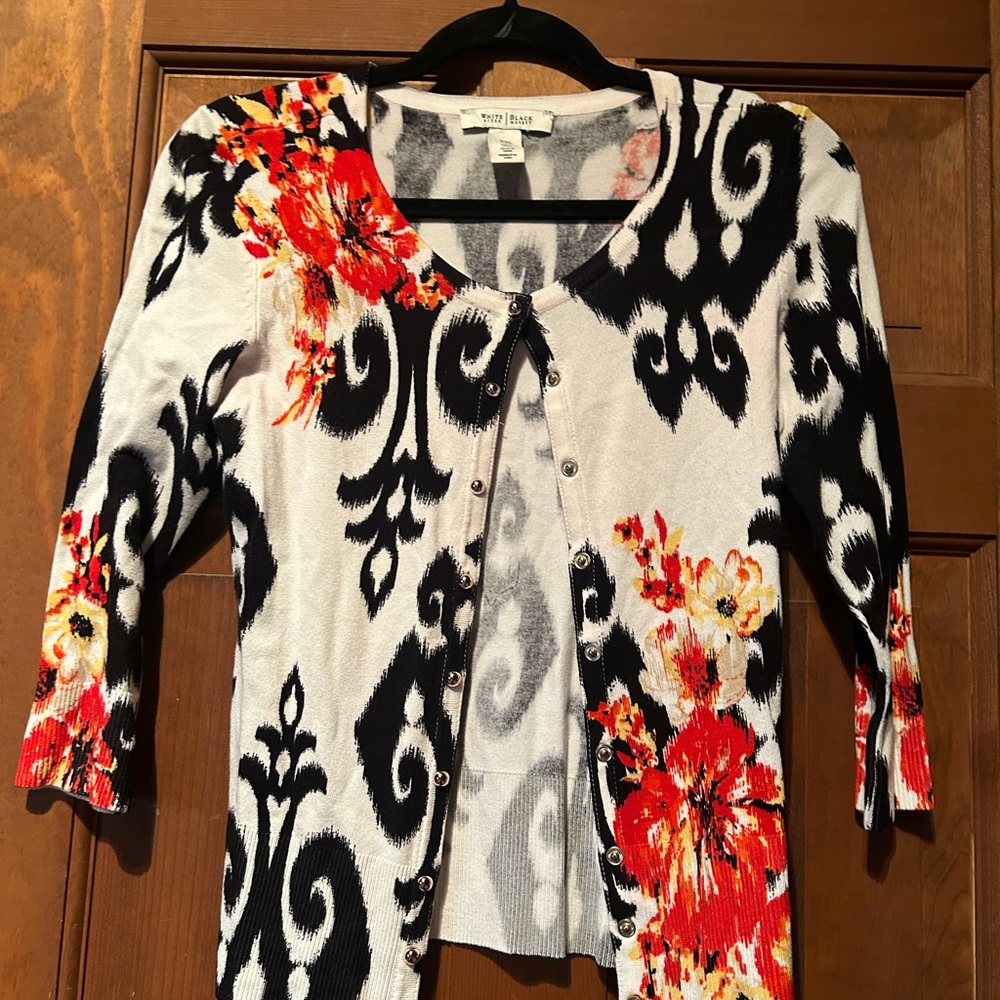 White House Black Market Floral Cardigan